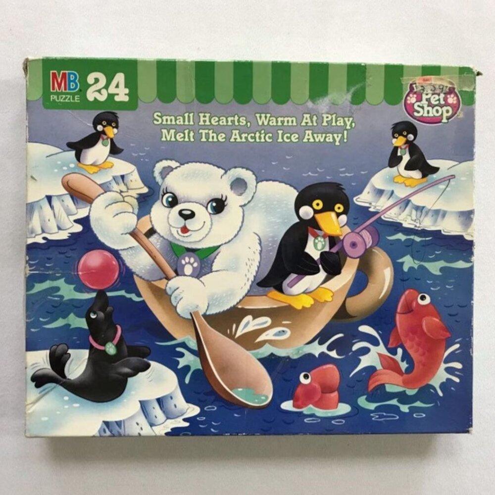Littlest Pet Shop Jigsaw Puzzle COMPLETE 1993 Polar Bear Penguins